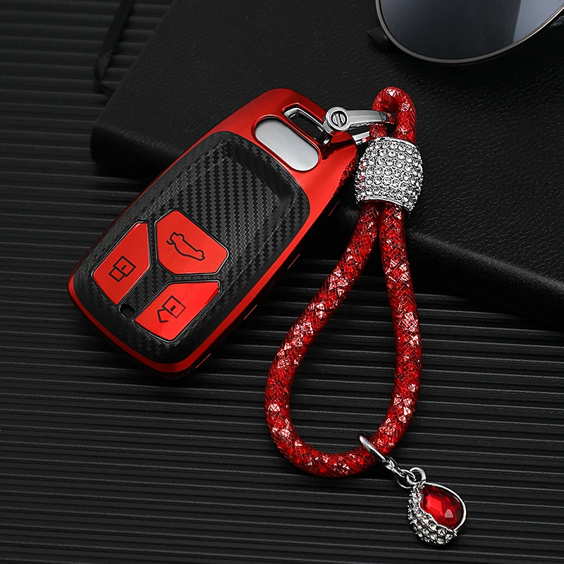 Чехол из углеродного волокна TPU для автомобильных ключей защитный чехол Audi A5 Q7 S4 S5