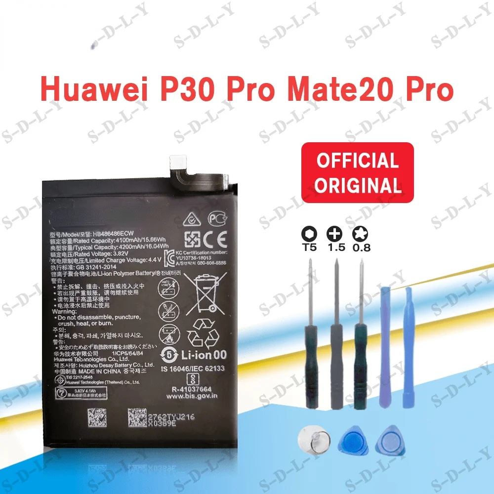 

100% Оригинальный запасной аккумулятор HB486486ECW для Huawei P30 Pro Mate20 Pro Mate 20 Pro, оригинальные батареи для телефона 4200 мАч