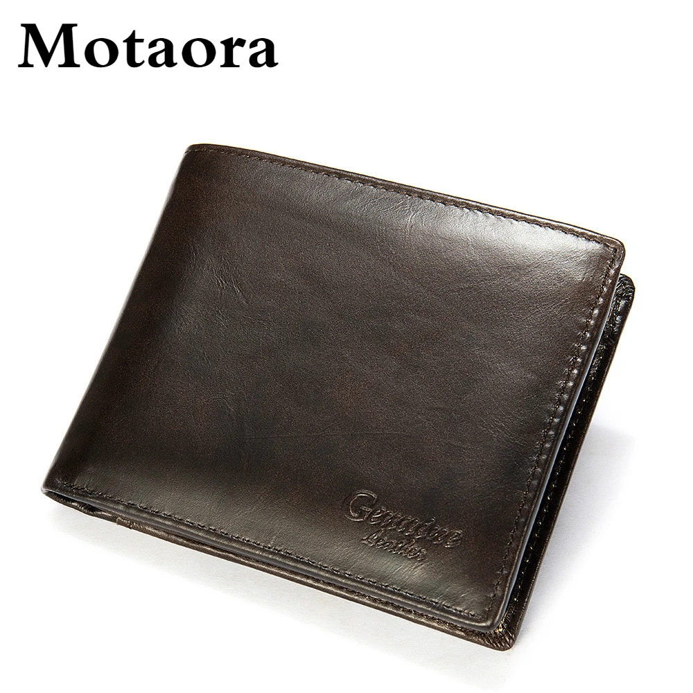 

MOTAORA Men's Genuine Leather Wallet Multiple Card Slots Vintage Wallet For Men Fashion ID Card Holder Male Bifold Short Purse