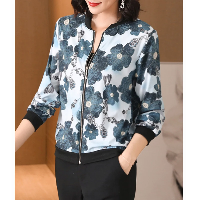 

2021 Fashion Summer Jacket Women Print Basic Jacket Thin Long Sleeve Female Bomber Baseball Jacket Sunscreen Outwear Clothing