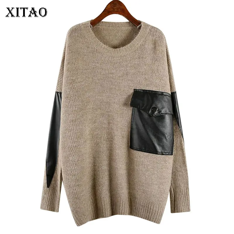XITAO хит цвет карман большие размеры Трикотаж свитер женская одежда 2019 Новинка