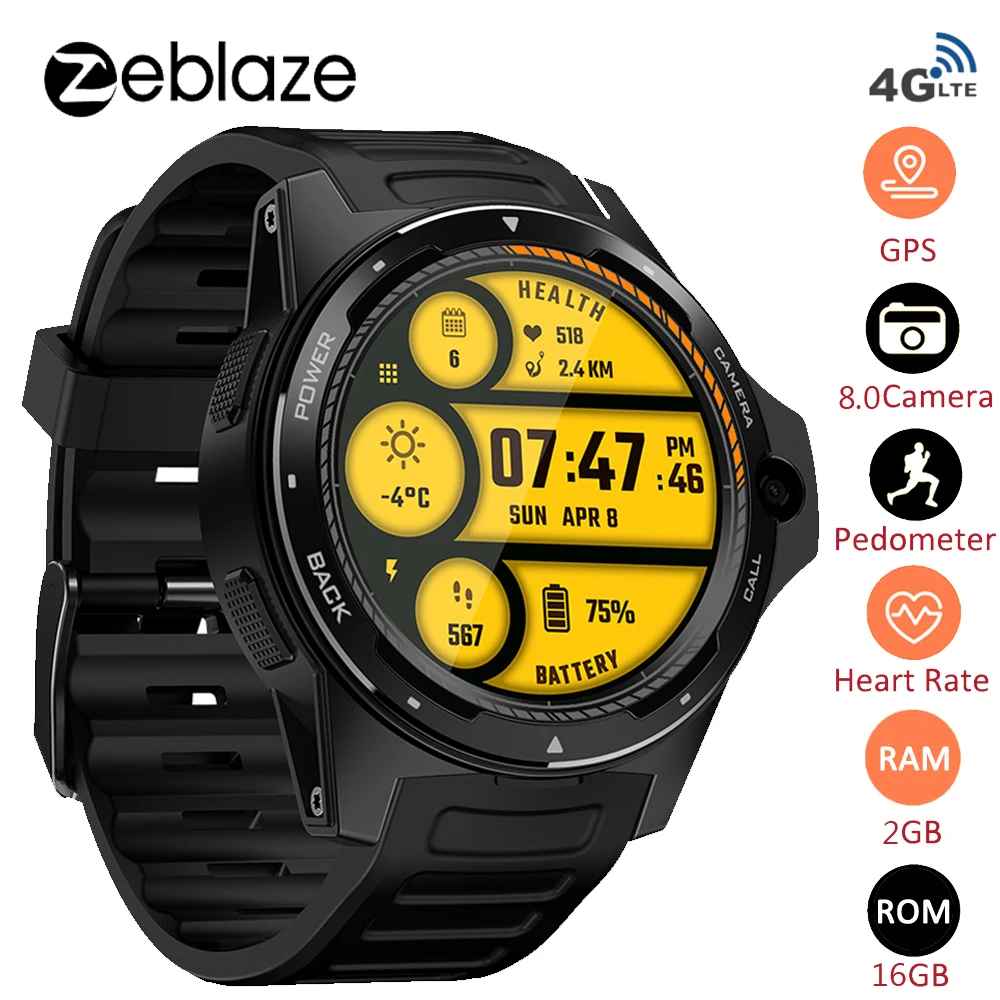 Смарт-часы Zeblaze THOR 5 4G, двойная система, 1,39 дюйма, экран AOMLED, 2 Гб+ 16 ГБ, МП, камера, монитор сердечного ритма, wifi, Смарт-часы для мужчин