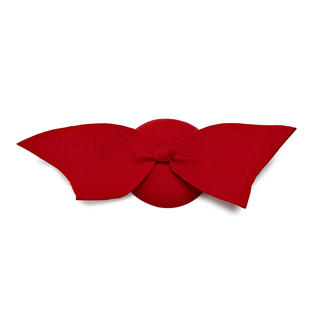 Вуалетки шляпа таблетка с красной бабочкой клип100% австралийская шерсть фетровые