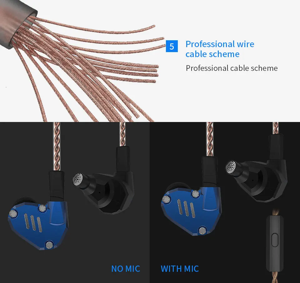KBEAR KB10 5 сбалансированная арматура драйвер в ухо наушники HIFI монитор с басом наушники с 2PIN кабелем KZ AS10 C12 ZS10 PRO