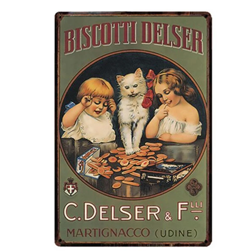 Cute Cat Metal Tin Signs Cartoon Pet Art Printing Plat Poster Wall Crafts Gym Stickers Plaque Plate Club Classical Retro | Дом и сад