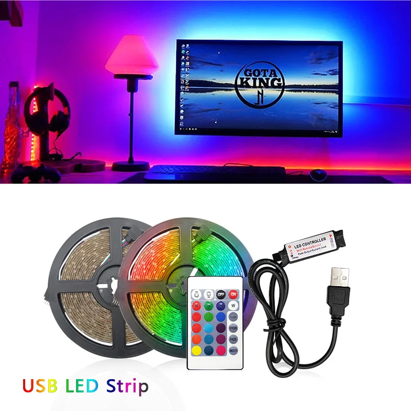 5V USB Светодиодные ленты светильник 1 м 2 светло-голубой/белый/теплый белый/RGB 2835 ТВ