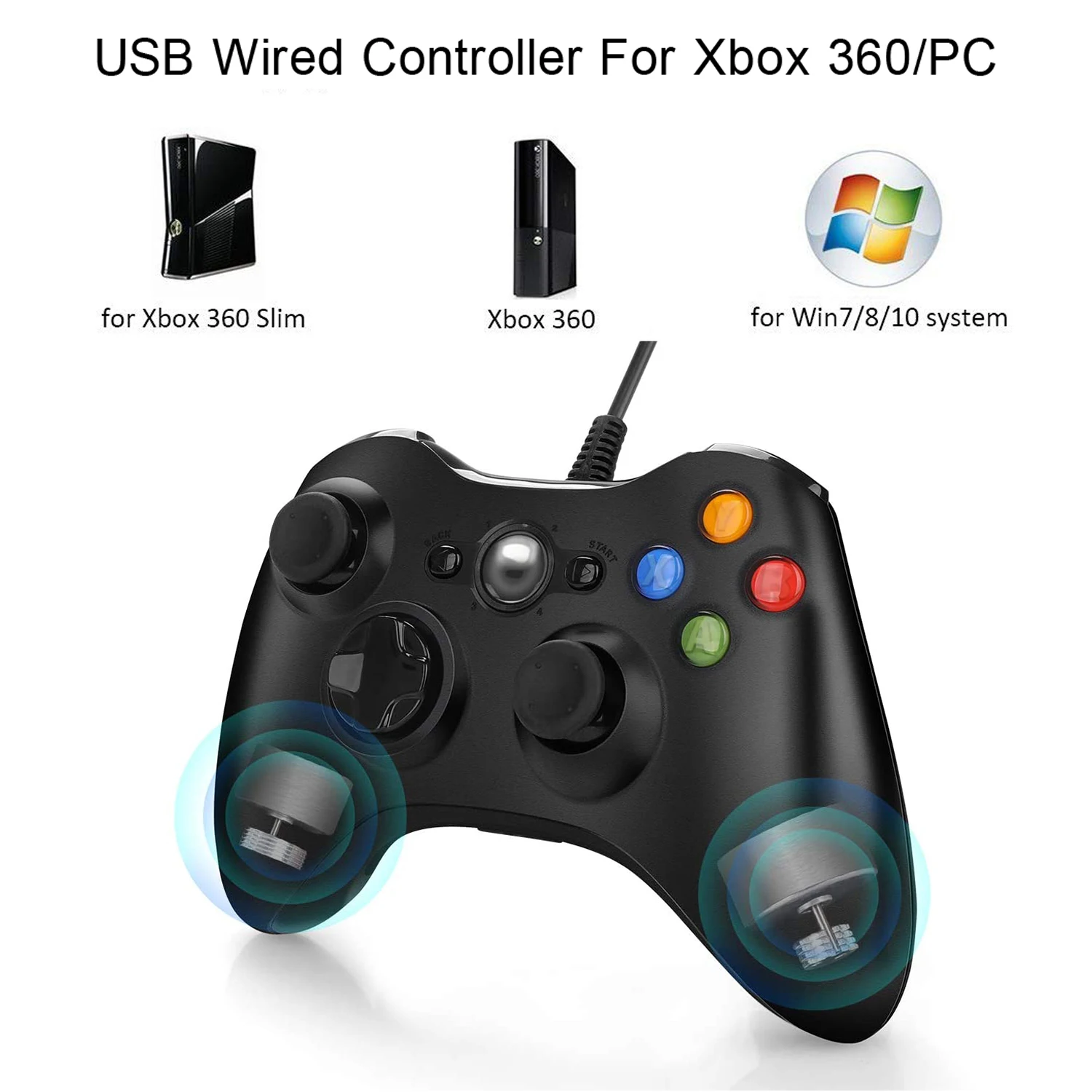 ПК-контроллер геймпад для Xbox 360 проводной USB-контроллер с двойной вибрацией Windows