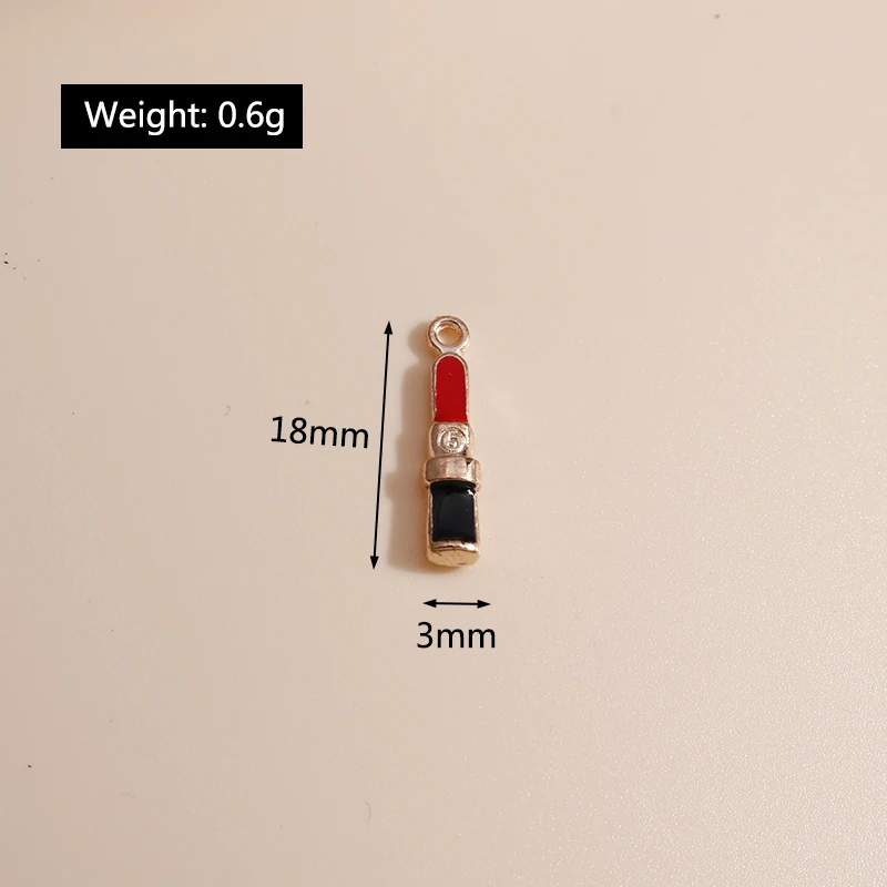 10pcs 3*18mm Enamel 2 Color Mini Lipstick Charms for Necklaces Pendants Earrings DIY Girl Jewelry Accessories Making - купить по