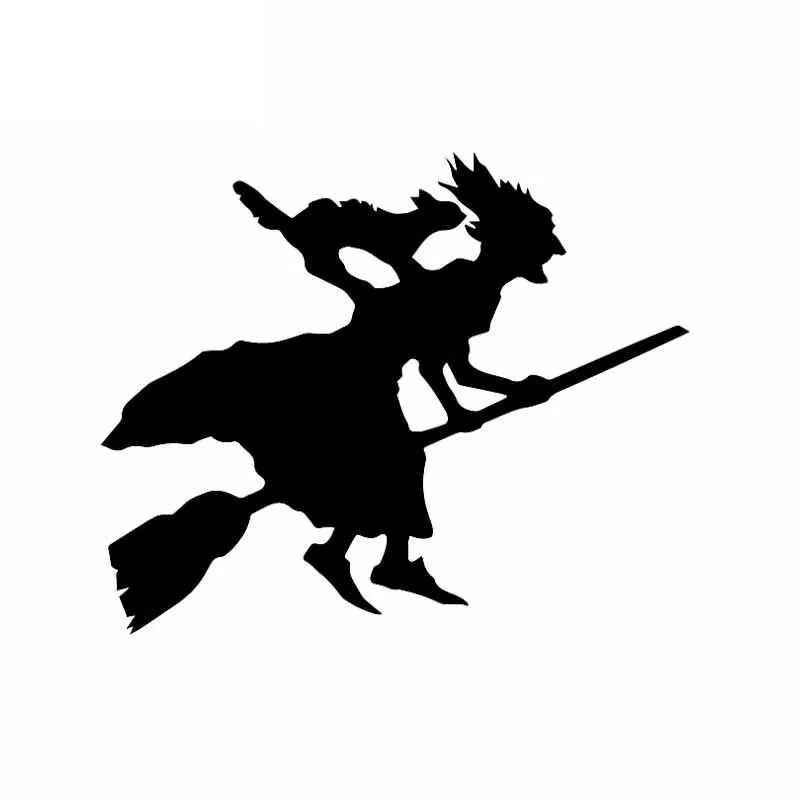 Автомобильные наклейки забавная Ведьма и кошка летающая на метлу забавные ПВХ