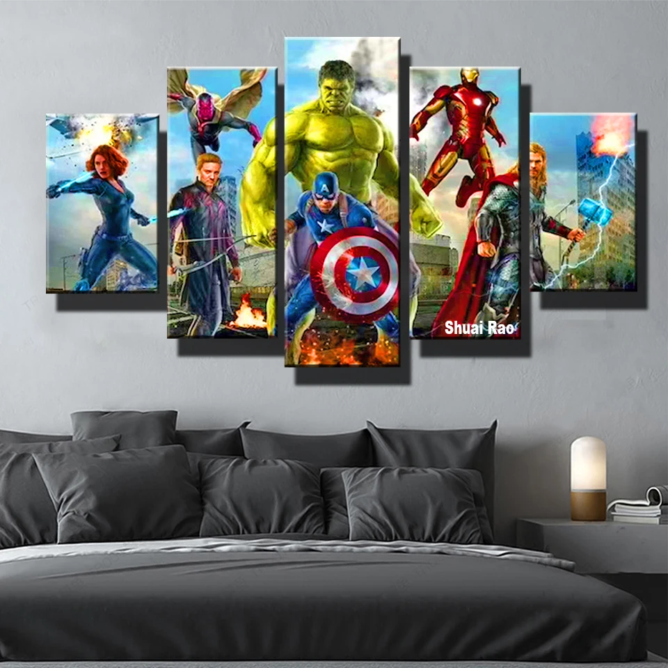 

Avengers Marvel Comics Diamond embroidery 5 Piece Full Square diamond painting Wall Art Home Decor For Him For Her Gift