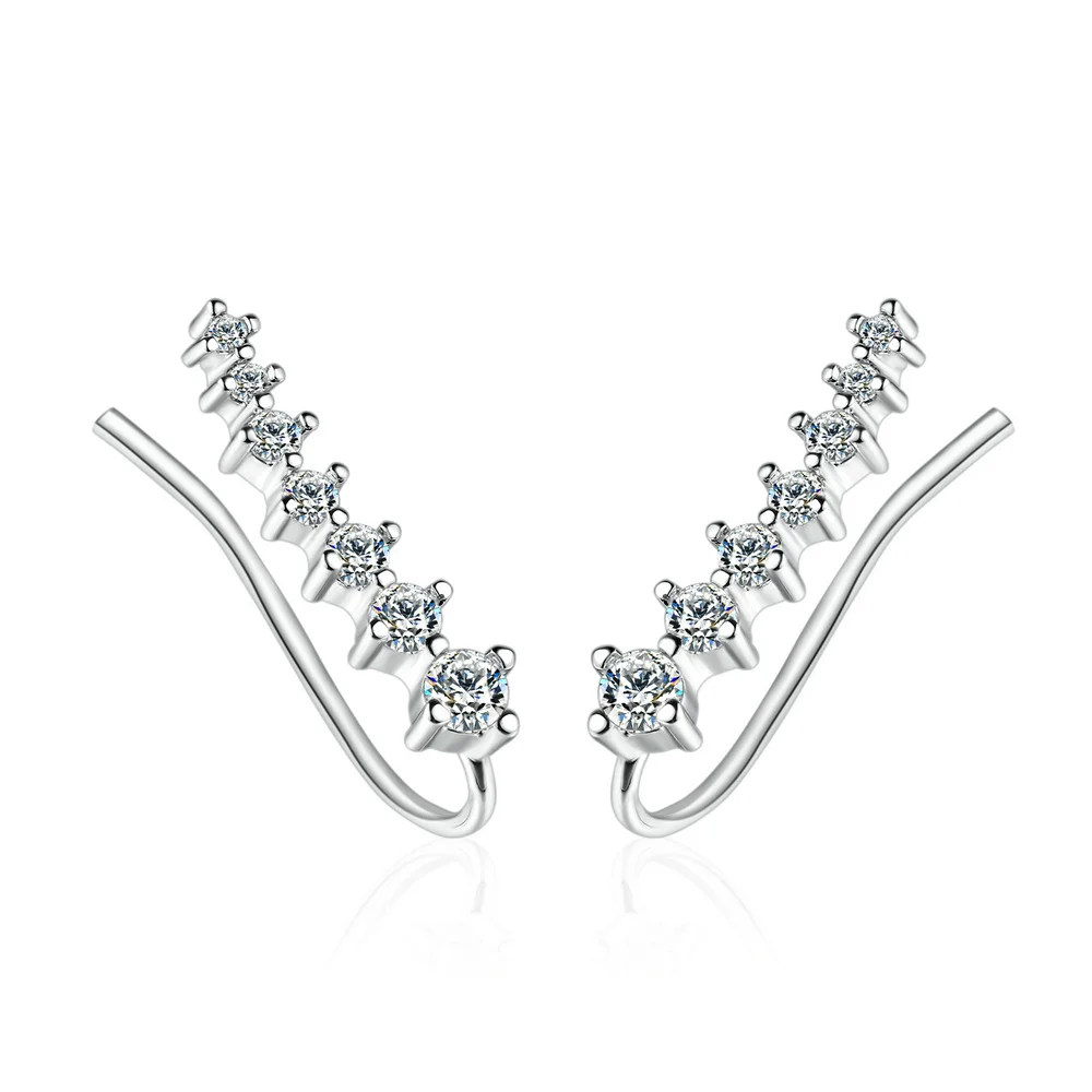 Sliver Clear 4 стиля, элегантные серьги-клипсы с ушками в форме звезды для женщин, модные ювелирные изделия из металлического сплава, кубического циркония, пирсинг, вечерние, юбилейные - Окраска металла: Sliver Clear
