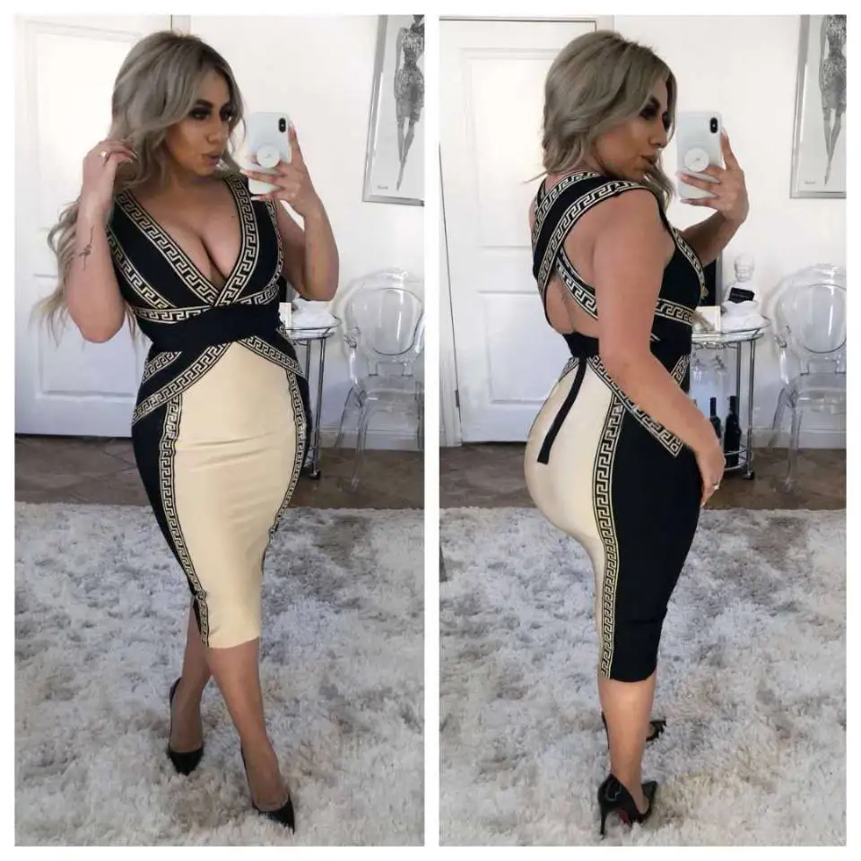 Halinfer 2019 элегантное платье высокого качества черный v образный вырез Bodycon макси