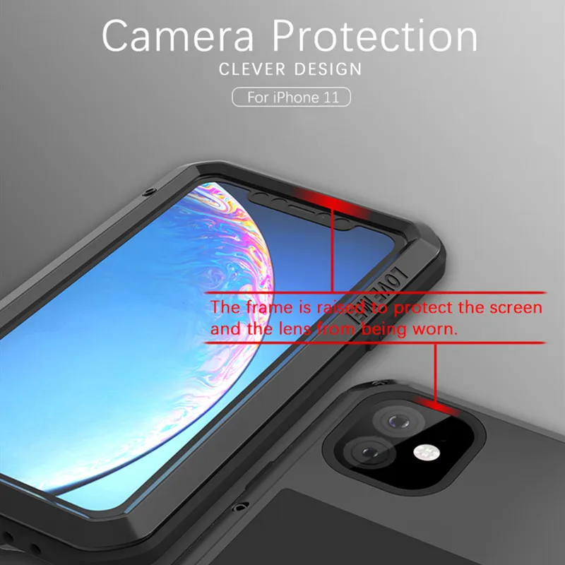 LOVE MEI Aluminum Dustproof Shockproof Phone Case For iPhone 11 Pro Max 2019 Heavy Duty 360 Full Protection Doom Armor Cover | Мобильные