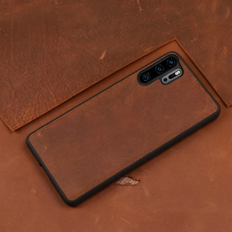 Brown Чехол для телефона из воловьей кожи для huawei P20 P30 lite mate 10 20 Pro Y9 P smart чехол Crazy Horse для Honor 8X9 10 20 lite чехол - Цвет: Brown