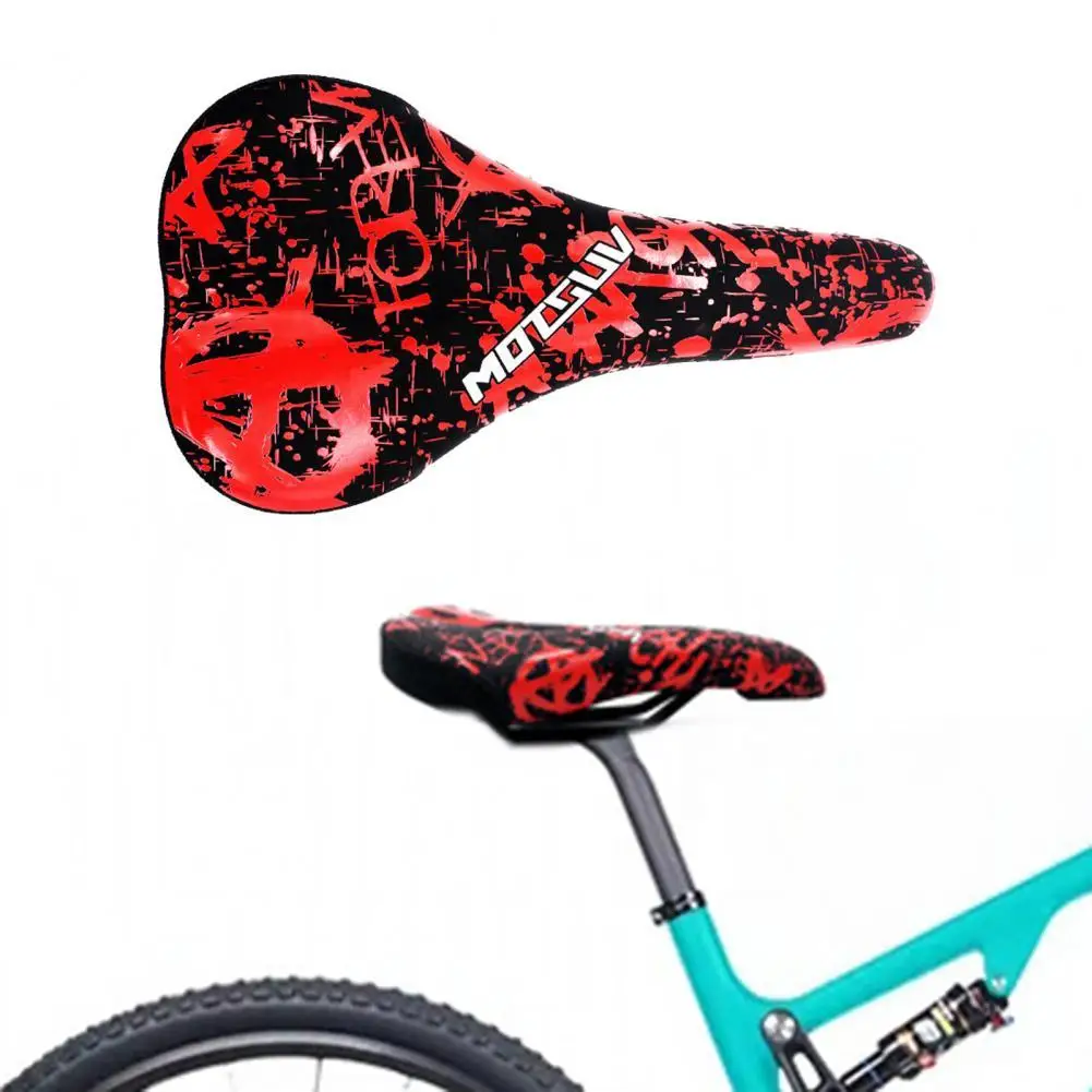 

65% Discounts Hot! Faux Leather Graffiti Print Bicycle Saddle Breathable Shock Absorption Bike Seat for MTB