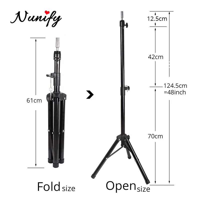 Nunify 21-25Inch Wig Tripod Stand And Canvas Head Manikin Block Aluminium Alloy Round Mannequin | Шиньоны и парики