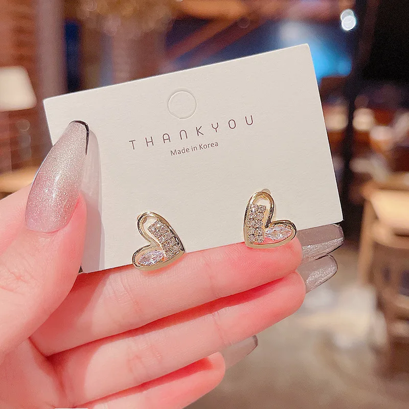 

Wholesale Sterling Silvers Post Zircon Peach Heart Women Stud Earrings Jewelry Gift