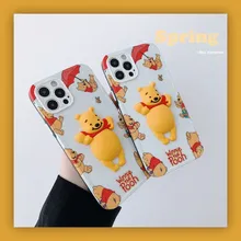 Super Cute Funny Winnie The Pooh iphone 12 Pro Max Case Novelty 3D Yellow Pooh Smartphone Cover Shell For Iphone XR 11 Pro Max