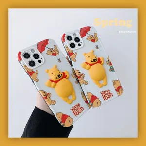 super cute funny winnie the pooh iphone 12 pro max case novelty 3d yellow pooh smartphone cover shell for iphone xr 11 pro max free global shipping