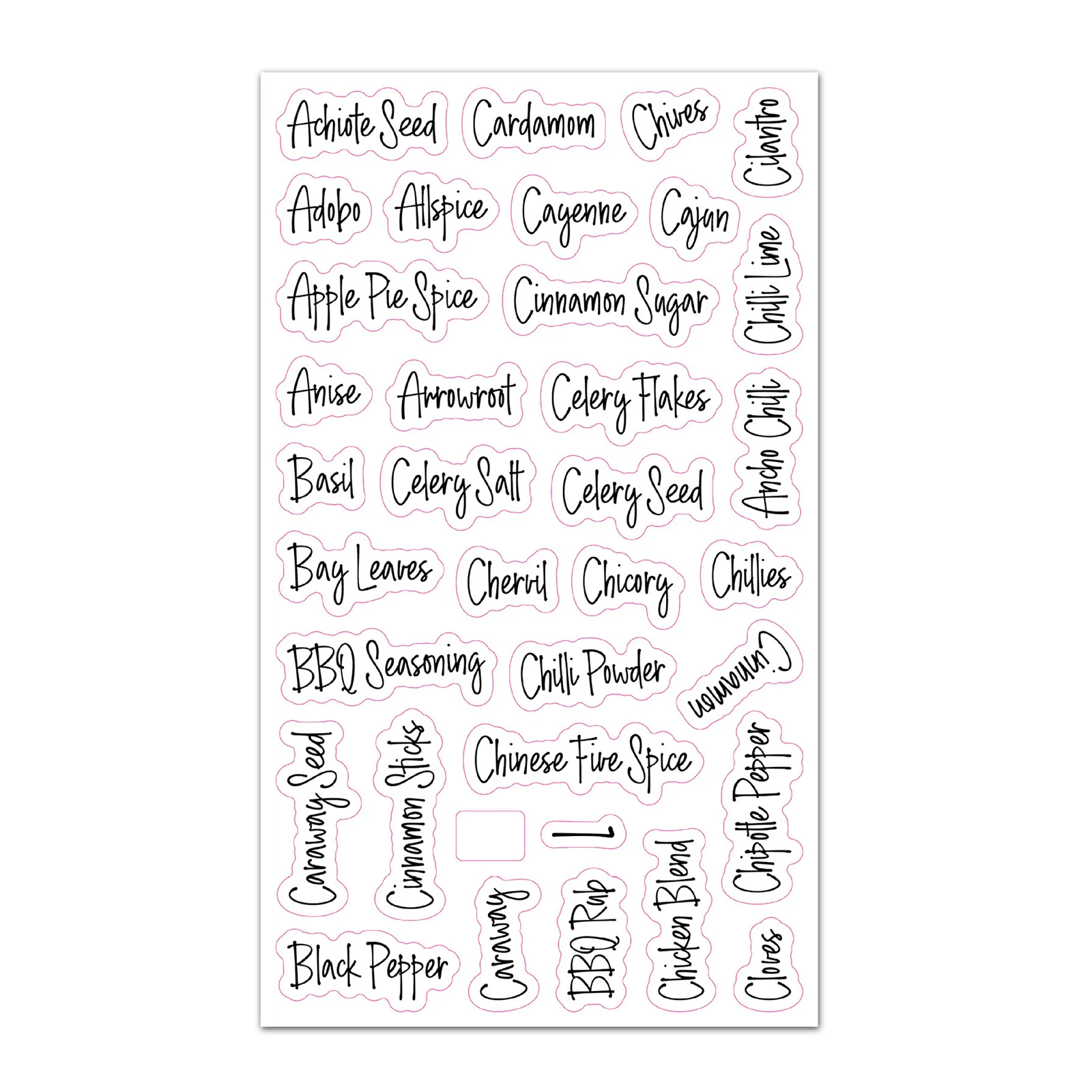

8pcs Spice Label Combo Black and White Preprinted Labels for Spice Jar Durable Kitchen Food Label BV789