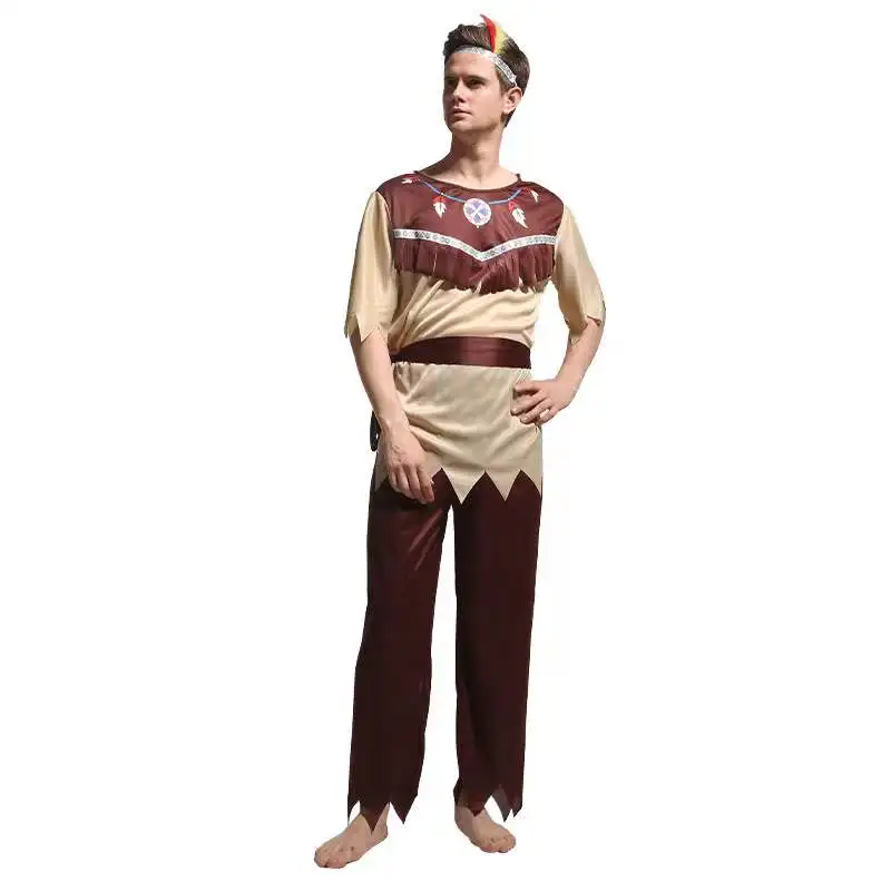 Мужские костюмы индейцев на Хэллоуин для взрослых примитивный дикий воин