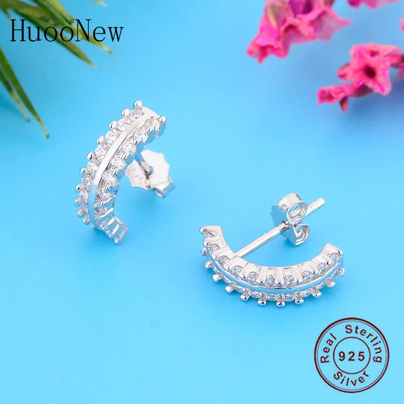 

100% 925 Silver Sample Punk Zirconia Buddha Stud Earring Women Brinco Party Bridal Pendientes Ear Piercing Whosale 2020 Fashion