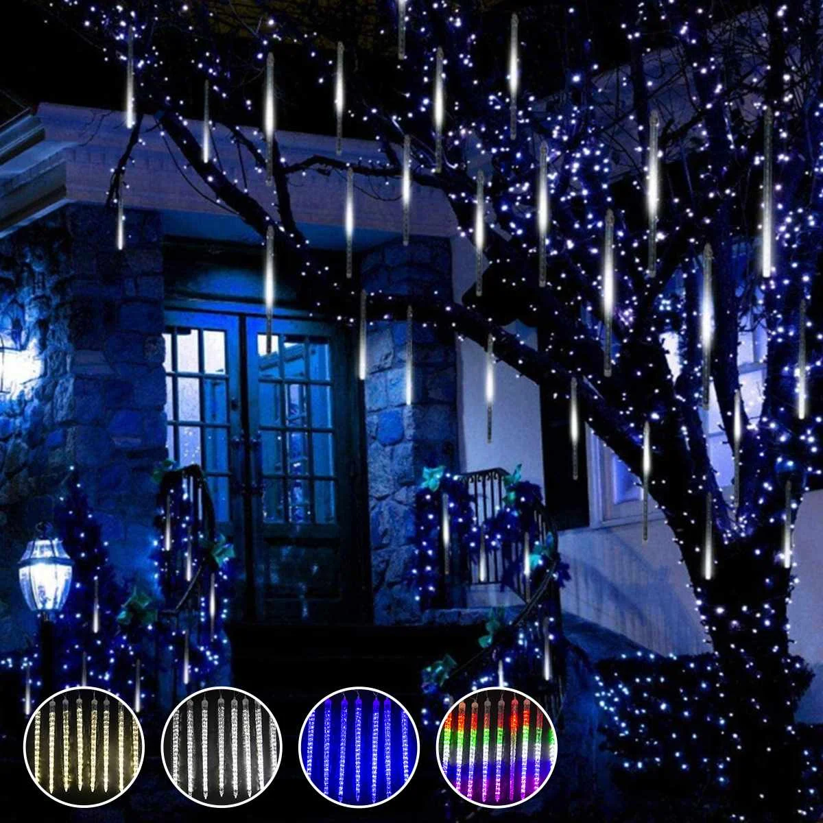 

50M LED Meteor Shower Garland Decoration Lights For Holiday Strip Light Outdoor Waterproof Fairy Lights For Home Eave Tree