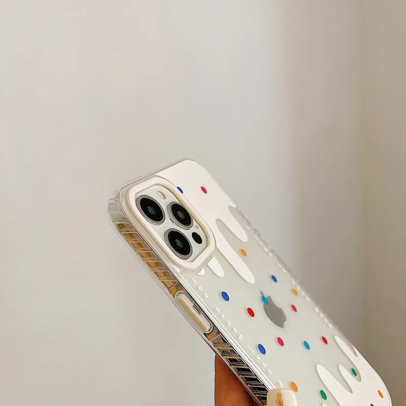 

Ice Cream Dots Phone Case For iPhone 12 11 Pro Max X XR XS Max 7 8 Plus 12 Soft Silicone Transparent Back Cover