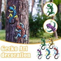 garden gecko art outdoor backyard wall tree ornament fashion metal lizard animal home decoration gift