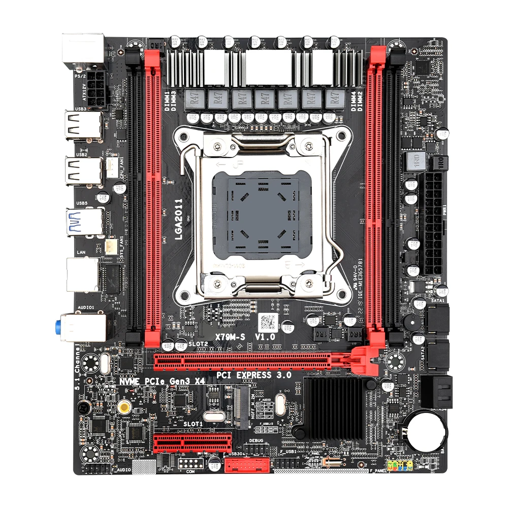 X79M-S LGA 2011 двухканальная материнская плата DDR3 64G RAM M.2 NVME SATA III USB 3 0 Поддержка Xeon v1 V2 E5