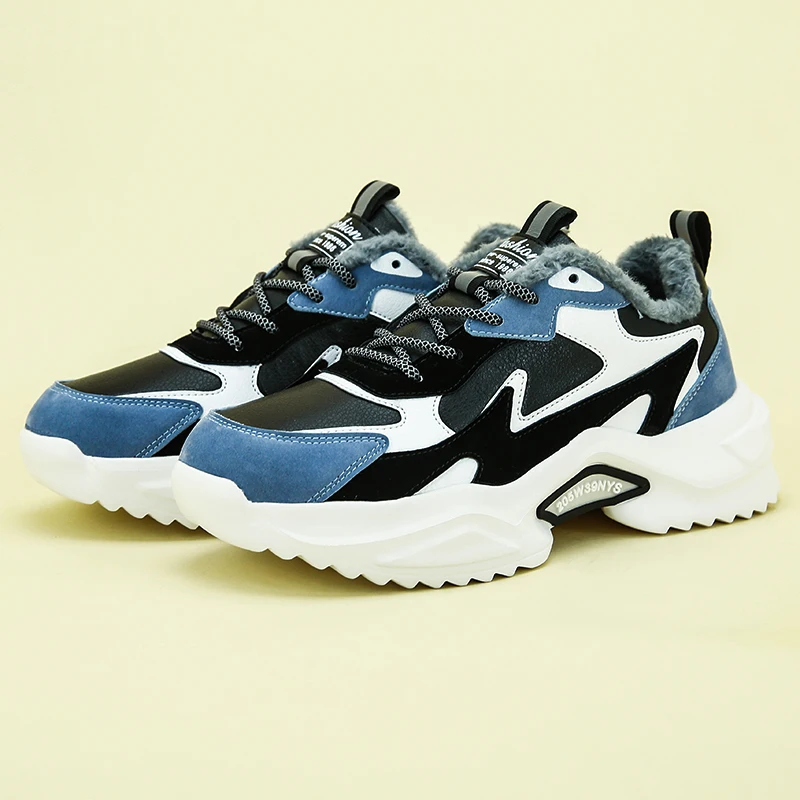

2021 New Men Winter Sport Shoes Fashion Lace-up Male Walking Sneakers Trend Wear-resisting Athletic Shoes Anti-skid Warm Lined