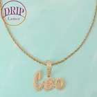 Цепочка золотого цвета с надписью имени на заказ, ожерелье из веревки, в стиле хип-хоп, рок, украшение с блестками, 5 А