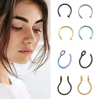 Кольцо-обманка для носа, из нержавеющей стали, для женщин, для пирсинга носа, С-образной формы, для губ, ушей, имитация пирсинга, украшения для тела, подарок, 2 шт.