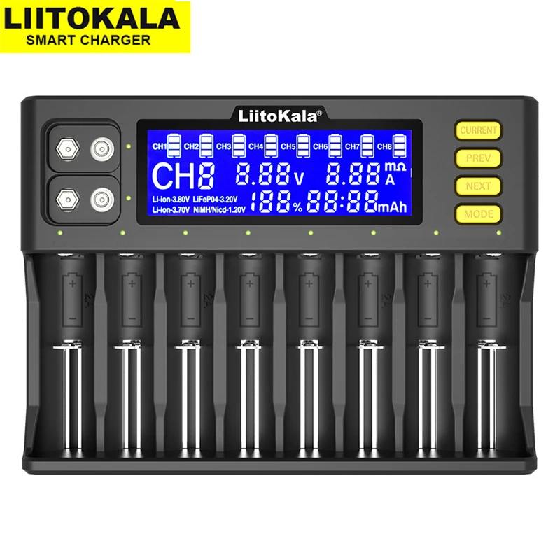 Зарядное устройство LiitoKala Lii S8 для батарей li ion 3 7 V NiMH 1 2 Li FePO4 IMR 8 18650 26650 20700 21700 26700 AA