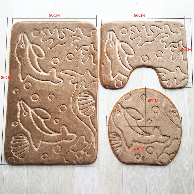 

3 Pieces / Set of Bathroom Mats Smooth and Soft Foot Mats Non-slip Floor Mats Home Fashion Mats Bathroom Decoration Supplies