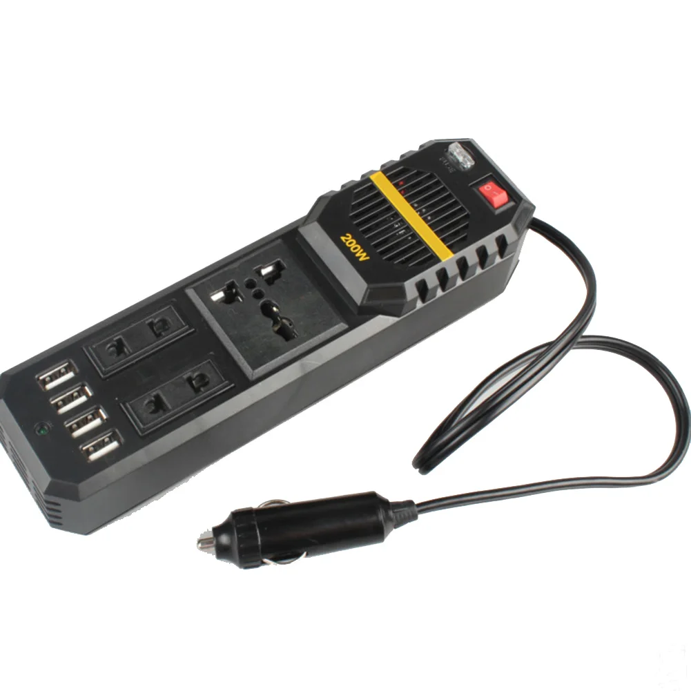 2019 популярный автомобильный инвертор 200 Вт 12 В до 220 4 usb порта для ноутбука