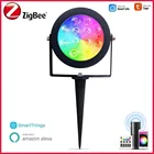 Zigbee 3,0 Smart Светодиодный Фонари для сада 12 Вт напольный светильник IP65 с регулируемой яркостью для Tuya Smart Life App RF Управление Поддержка Alexa Smartthings