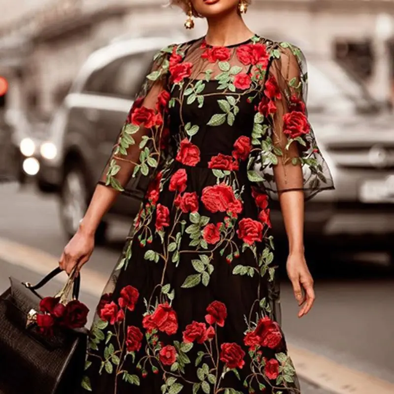 2 шт. кружевное Сетчатое Длинное Платье женское Цветочная вышивка сексуальное