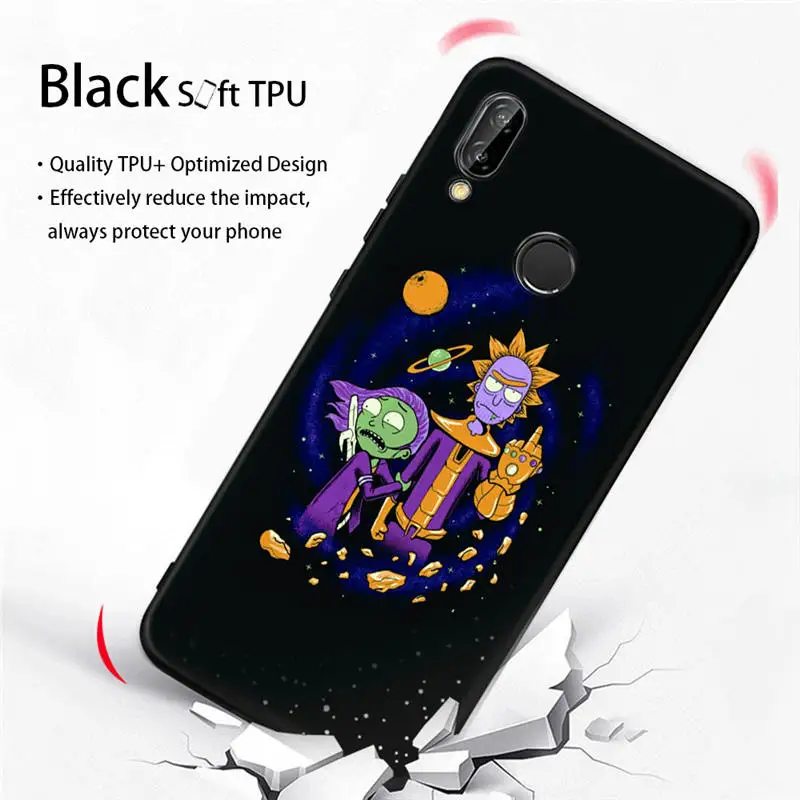 Черный силиконовый мягкий чехол Rick and Morty для huawei mate 20 10 P30 P20 Pro P10 P9 P8 Lite P Smart