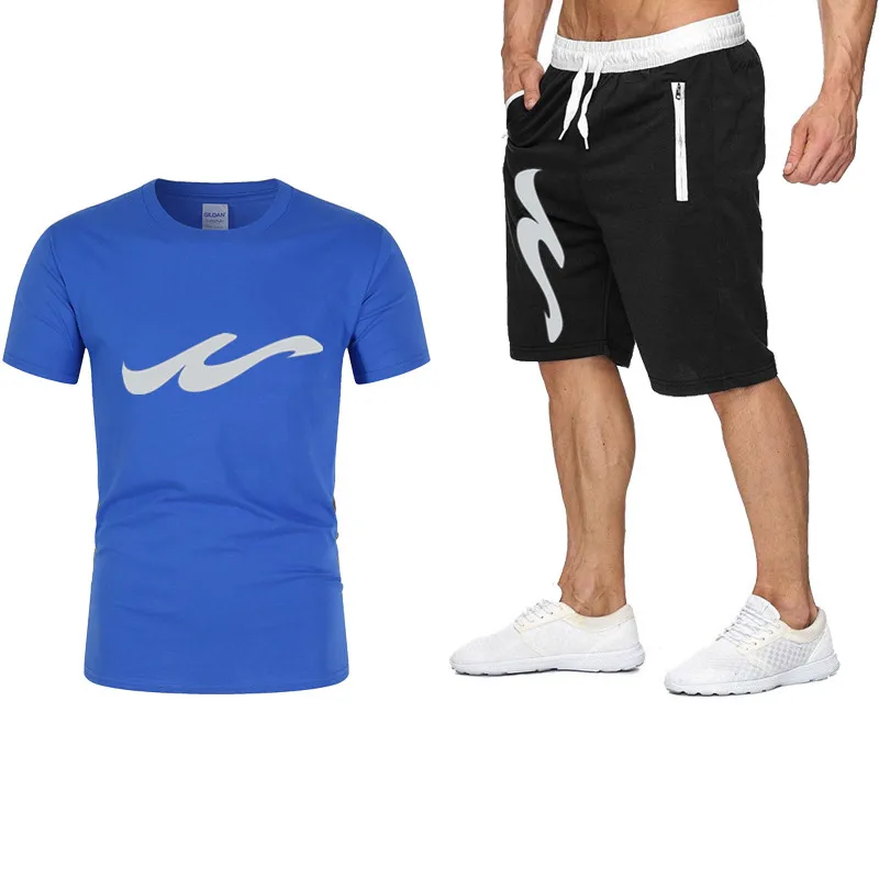 

2021 Summer Fashion Leisure Men's Suit Sportswear Sportswear Tracksuit Men Men's Setspants Short Sleeve T-Shirt 2-Piece Set