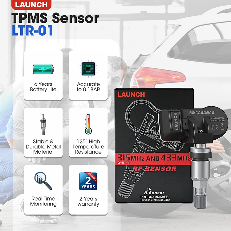 Запуск RF-SENSOR TPMS сенсор 315 МГц 433 Программируемый датчик 2 в 1 Универсальный