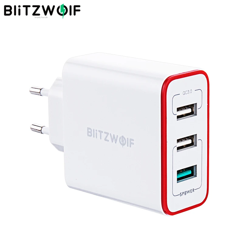 BlitzWolf BW-PL2 USB зарядное устройство 30 Вт QC3.0 FCP 3 порта универсальное дорожное настенное зарядное устройство ЕС адаптер для iPhone 8 X для huawei Xiaomi 9