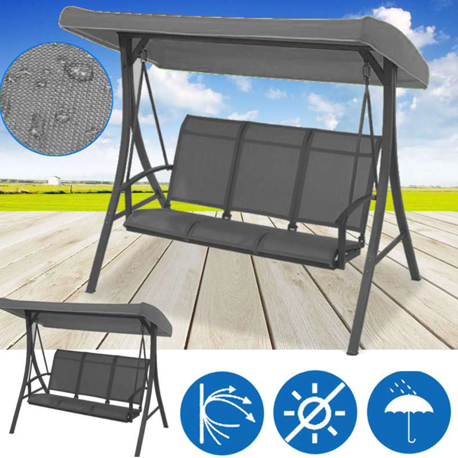 

191x120x23cm Canopy Waterproof Gazebos Swing Chair Tent Sunshade Camping Swing Roof Replacement Garden Supplies Fabric Sun Shade