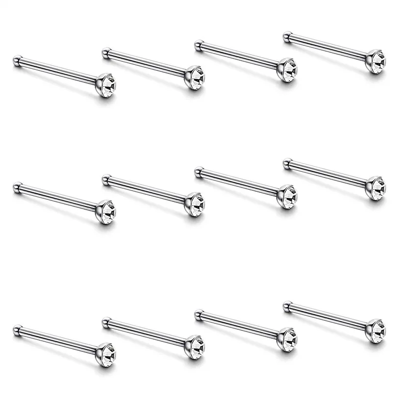 Стразы из нержавеющей стали для пирсинга носа серьги-гвоздики ювелирное изделие