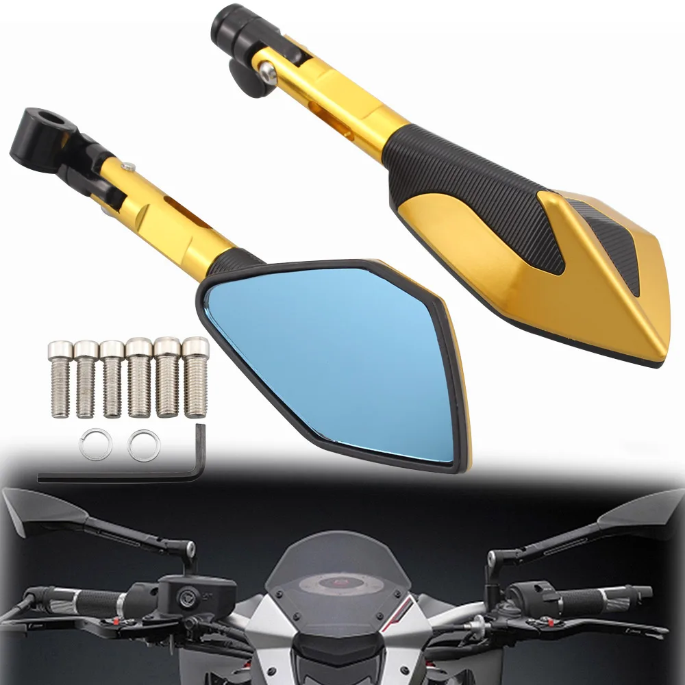 

Universal Gold For YAMAHA YS 150 Tmax 530 TDM 850 FZ6N MT10 C8 Nmax 155 Fazer8 Motorbike Rearview Mirror Fairing Side Mirrors