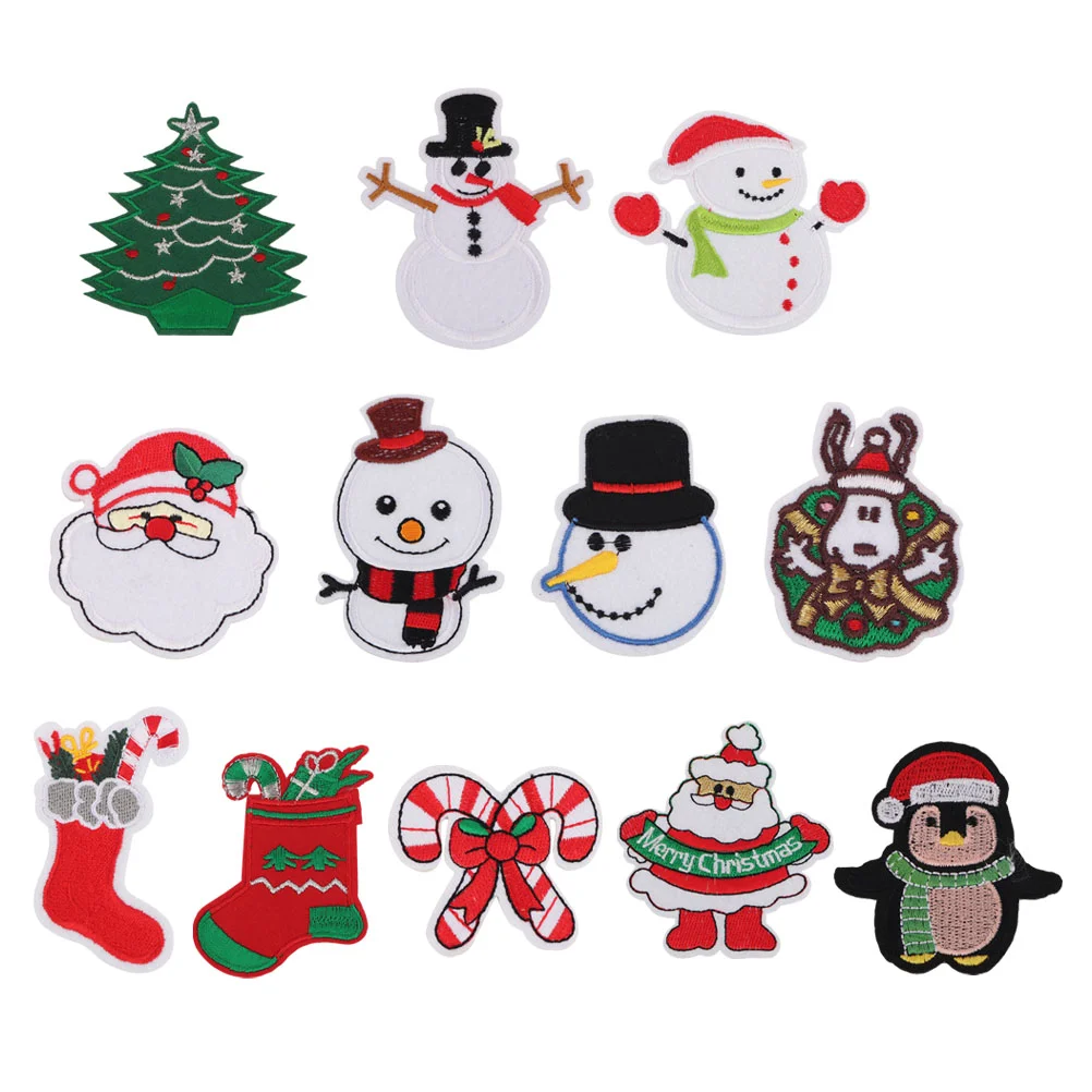 

12Pcs Christmas Embroidered Patches Beautiful Appliques DIY Sewing Patches