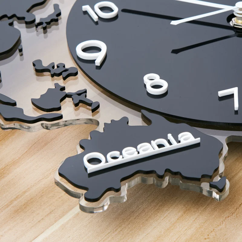 

Fashion Acrylic Mute World Map Clock Needle Digital Quartz Wall Watch Tea Ceremony Decoration Craft Creative Clock Birthday Gift