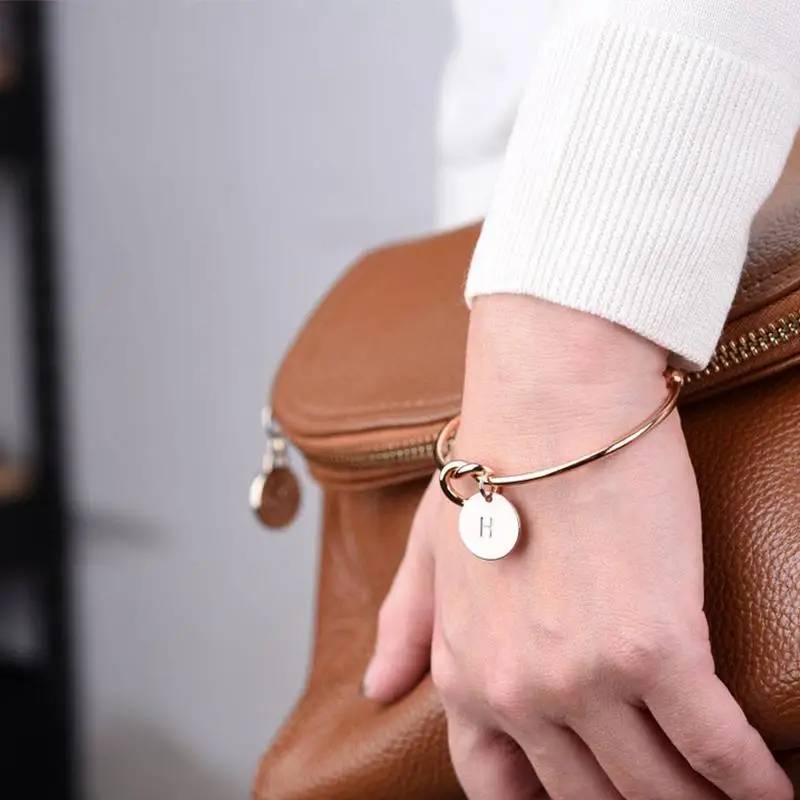 Персонализированные узел первоначального Браслеты браслеты A Z 26 букв браслет с