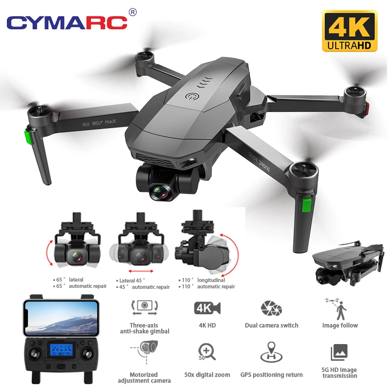 ZLL SG907 MAX 5G WIFI FPV GPS Dron con c&aacute;mara 4K HD 3 ejes card&aacute;n sin escobillas plegable profesional Drones RC Quadcopter-0