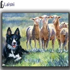 Камни в форме ромба Набор для рисования с круглыми камнями и полотном, рисующего граффити колли овца рисунок с овцами искусство Алмазная вышивка собаки diy Алмазная мозаика